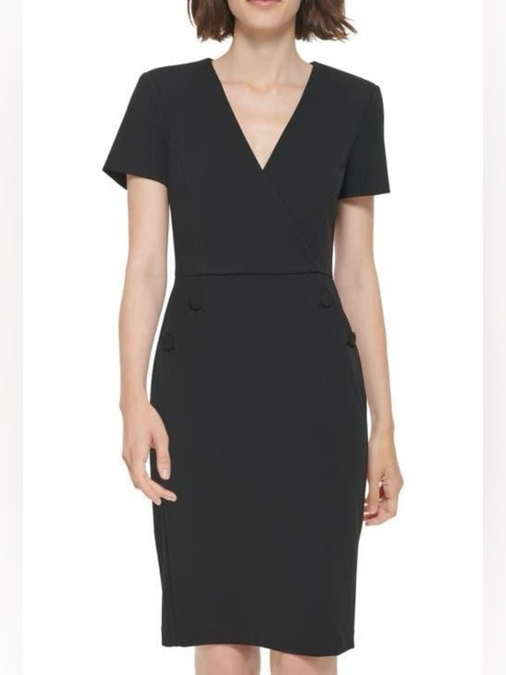 Calvin Klein Black V-Neck Sheath Dress